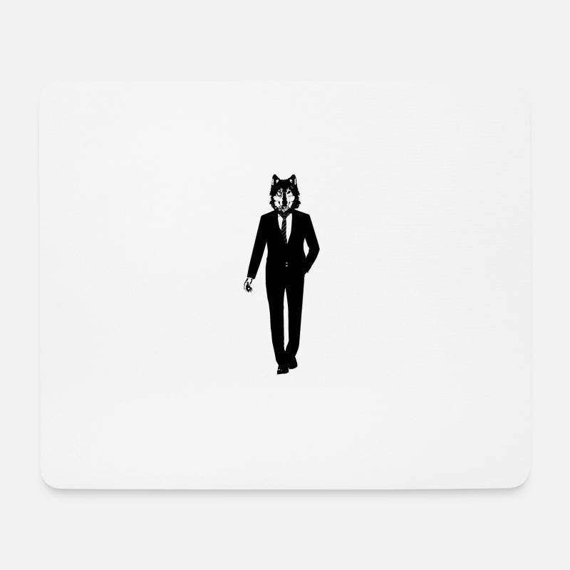 Wolf im Anzug - Mousepad (Querformat) - Weiß