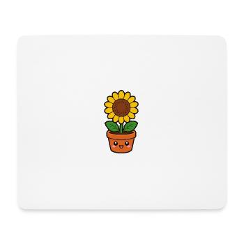 Fröhliche Sonnenblume im Topf - Mousepad (Querformat) - Weiß - Vorne