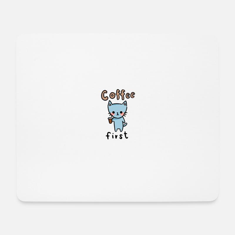 coffee cat - Mousepad (Querformat) - Weiß