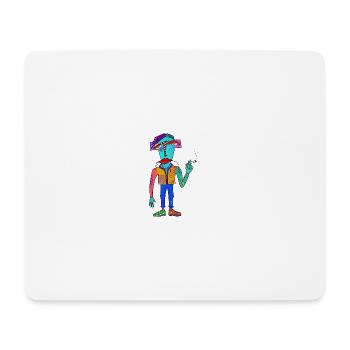 Colorful cubist creature with cigarette - Mouse Pad (horizontal) - white - Front
