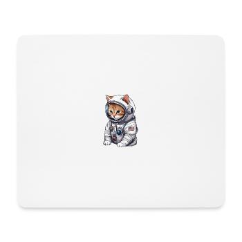 Süße Katze als Astronaut - Mousepad (Querformat) - Weiß - Vorne