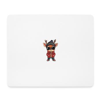 Bande dessinée d’hiver cerf - Tapis de souris (format paysage) - blanc - Devant