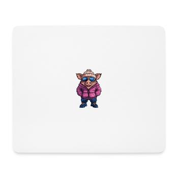 Schwein Winter Comic Wildschwein - Mousepad (Querformat) - Weiß - Vorne
