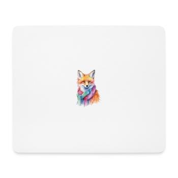 Fuchs mit Schal - Mousepad (Querformat) - Weiß - Vorne