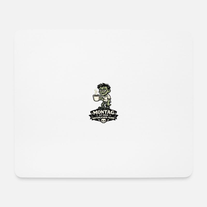 Montagssucht: Zombie mit Kaffee - Mousepad (Querformat) - Weiß