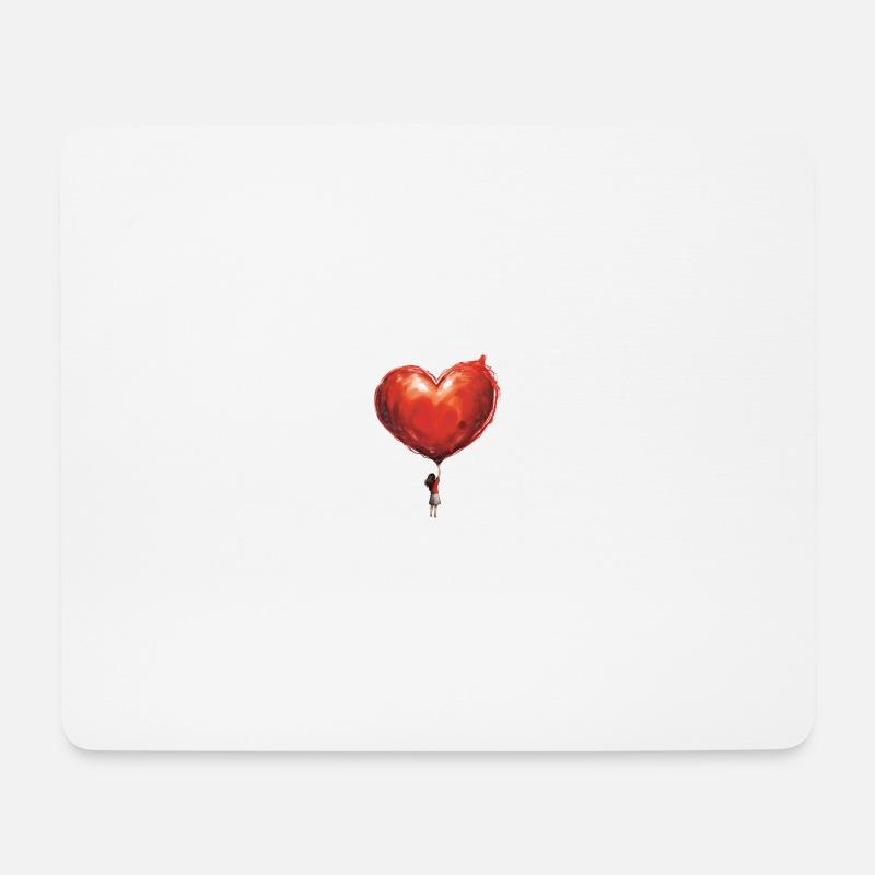Mädchen mit riesigem Herzballon - Mousepad (Querformat) - Weiß