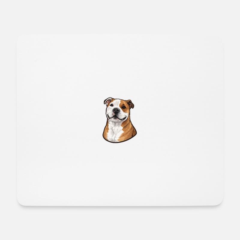 Fröhlicher Bulldoggen Mischling Portrait - Mousepad (Querformat) - Weiß