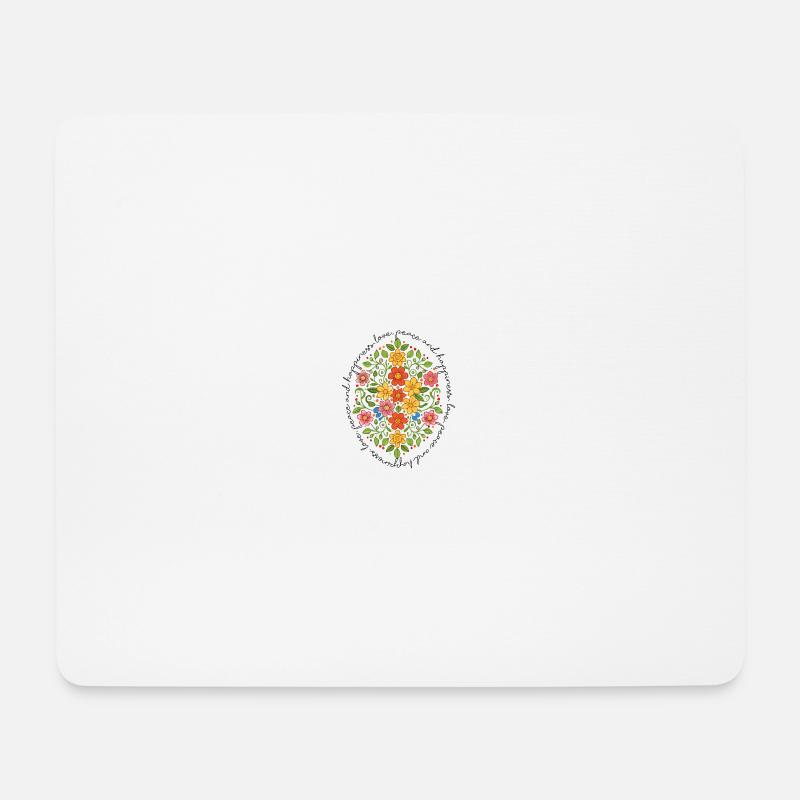 Love, peace and happiness (floral design) - Mousepad (Querformat) - Weiß