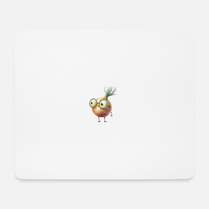 Zwiebel Charakter mit Kulleraugen - Mousepad (Querformat) - Weiß