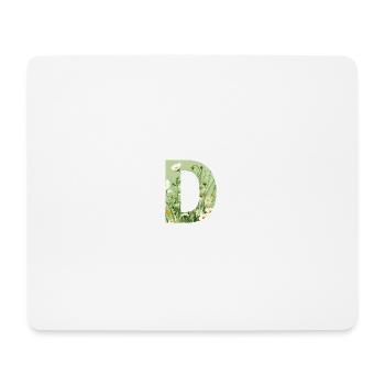 Letter D, Monogram, Floral Pattern - Mouse Pad (horizontal) - white - Front