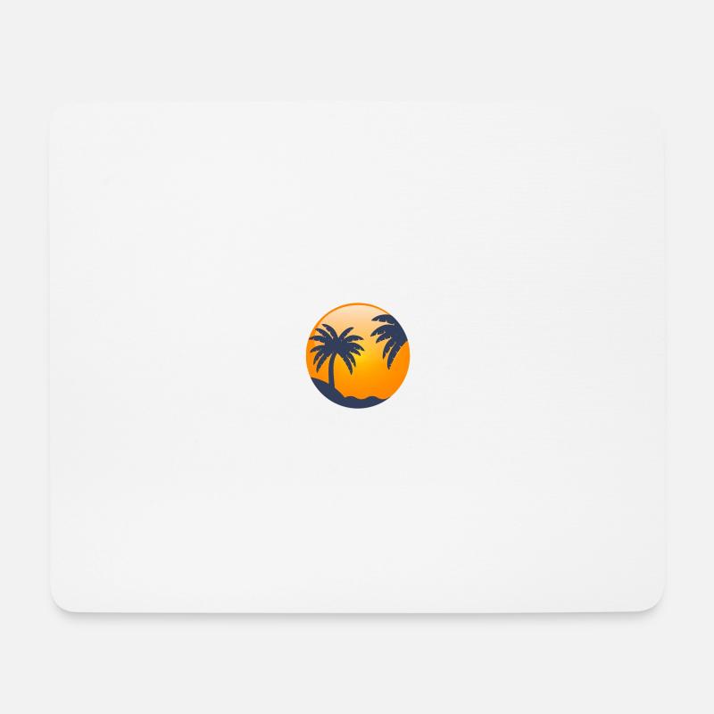 Sonne hinter Palmen - Mousepad (Querformat) - Weiß