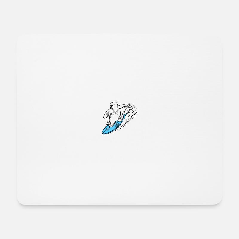 Surfbär - Mousepad (Querformat) - Weiß