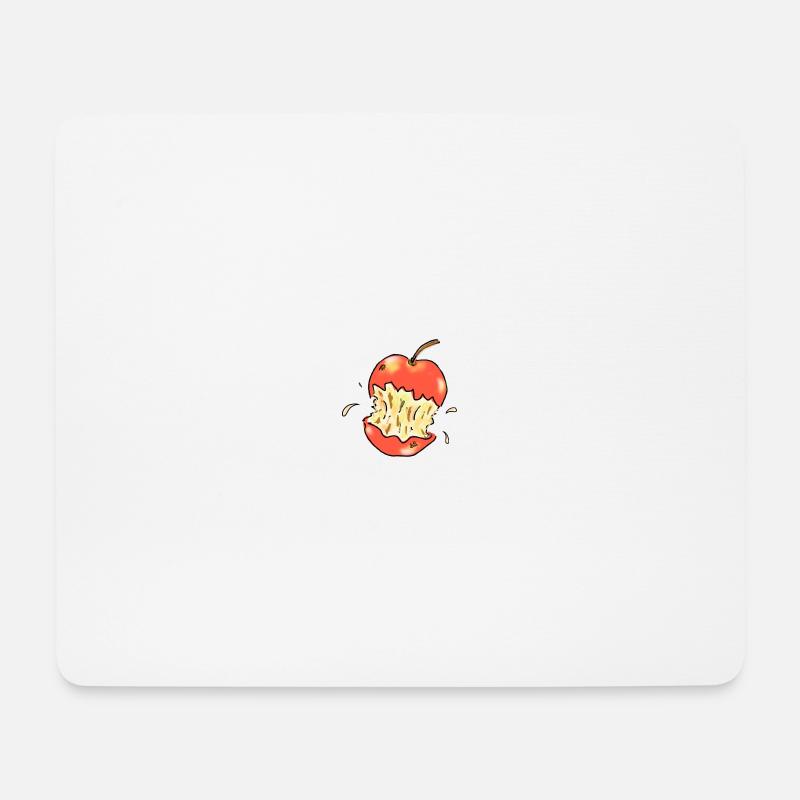 Red apple bitten illustration - Mouse Pad (horizontal) - white
