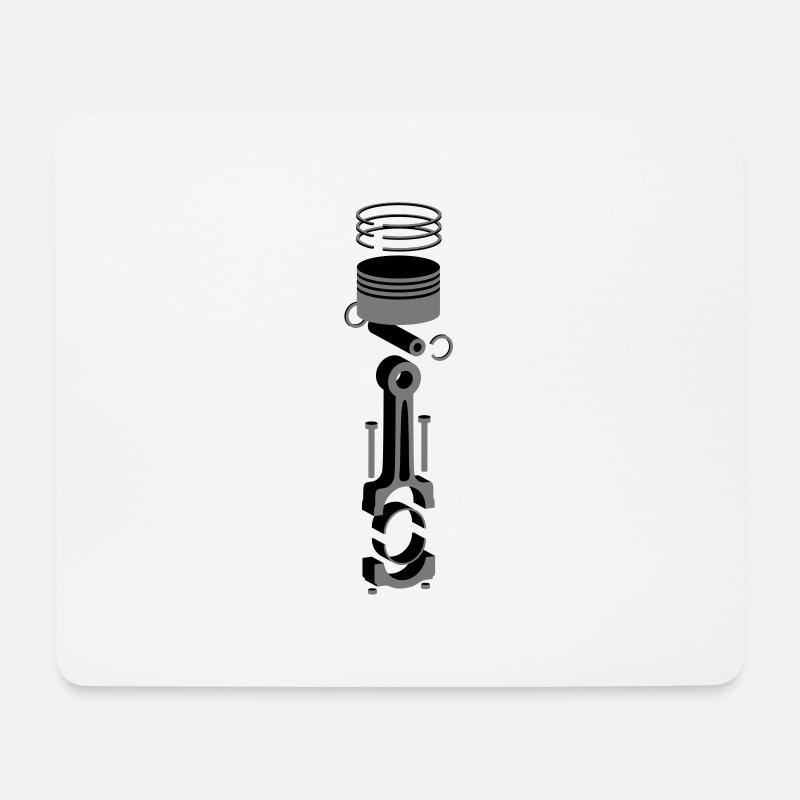 3D Motorkolben / Zylinder - Mousepad (Querformat) - Weiß