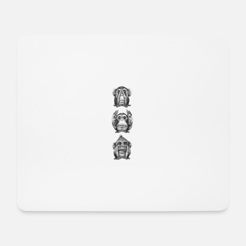 Trois Singes: Voir Tout le Mal - Tapis de souris (format paysage) - blanc