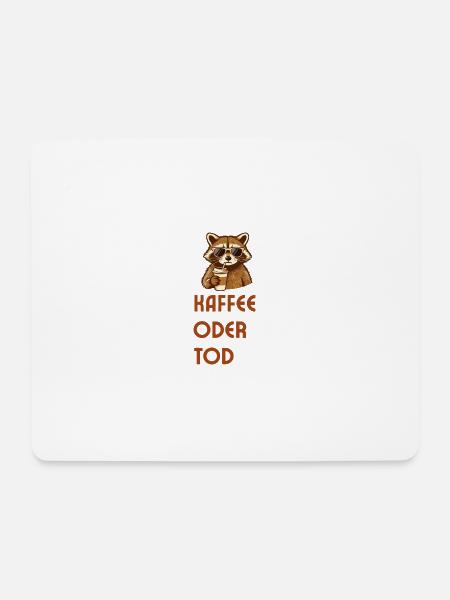 Waschbär - Coffee Lover - Mousepad (Querformat) - Weiß