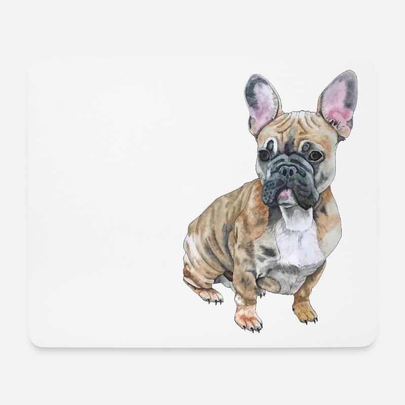 Französische Bulldogge - Mousepad (Querformat) - Weiß