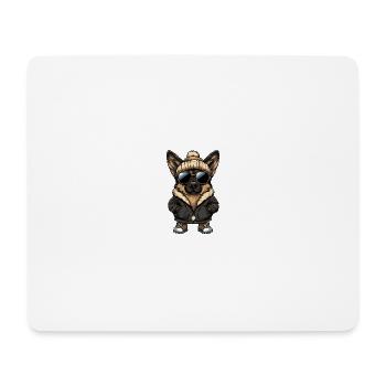 German Shepherd Winter Comic - Mouse Pad (horizontal) - white - Front