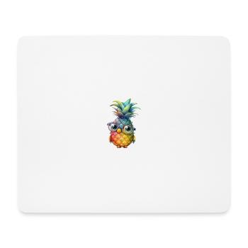 Ananas Charakter mit Brille - Mousepad (Querformat) - Weiß - Vorne