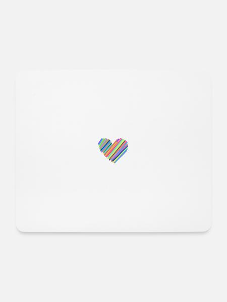Bunter Herzschlag - Mousepad (Querformat) - Weiß