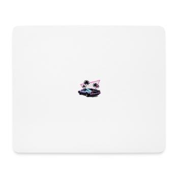 Retro Neon Car and Palm Trees - Mouse Pad (horizontal) - white - Front