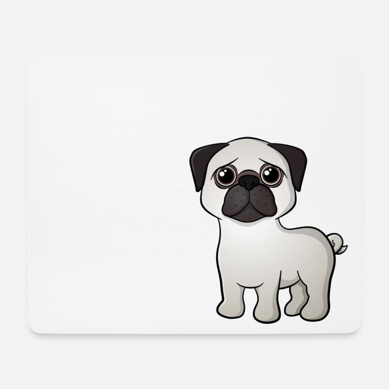 Mops - Mousepad (Querformat) - Weiß