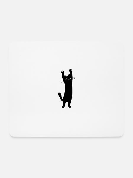 Schwarze Katze Streckpose - Mousepad (Querformat) - Weiß