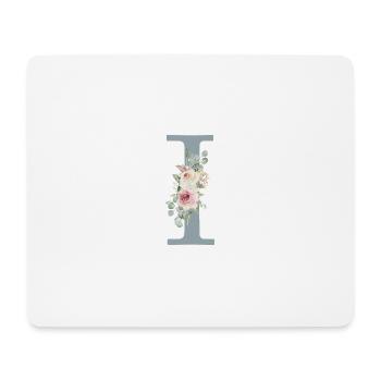 I| Monogram | Eucalyptus Pastel Flower Blue - Mouse Pad (horizontal) - white - Front