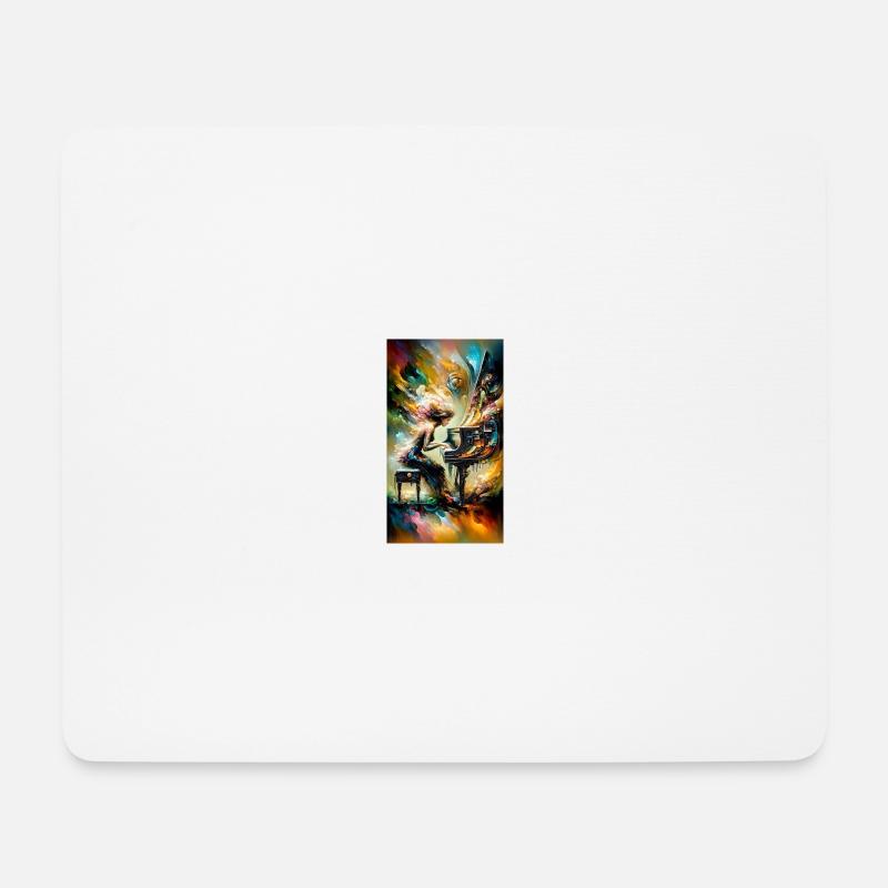 Frau am Klavier - Mousepad (Querformat) - Weiß