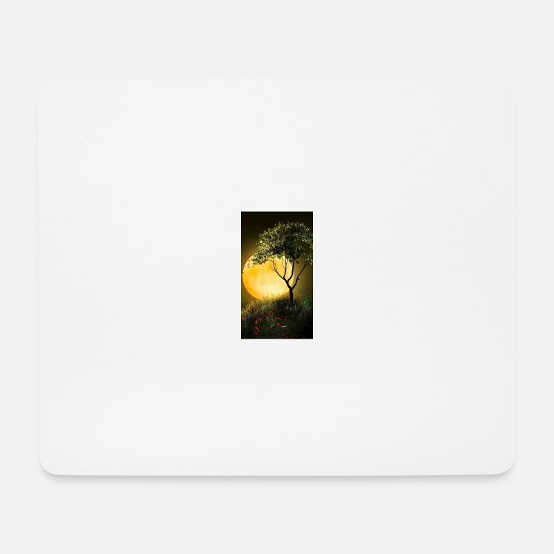 Landschaft mit Mond - Mousepad (Querformat) - Weiß