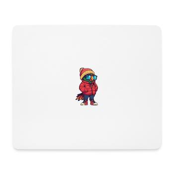 Perroquet Bande dessinée d’hiver - Tapis de souris (format paysage) - blanc - Devant