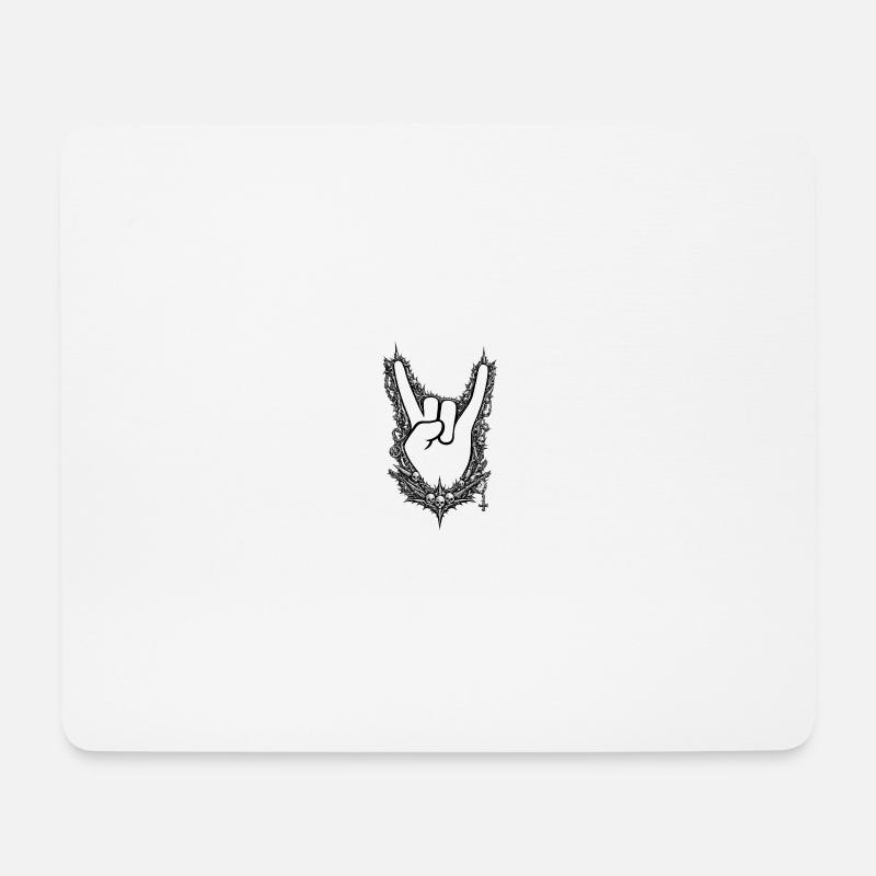 Gothic Rockhand mit Schädelrahmen - Mousepad (Querformat) - Weiß