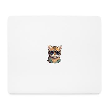 Little cute cat wearing sunglasses. - Mouse Pad (horizontal) - white - Front