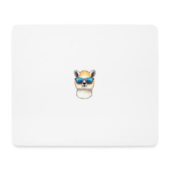 Little cute alpaca wearing sunglasses. - Mouse Pad (horizontal) - white - Front