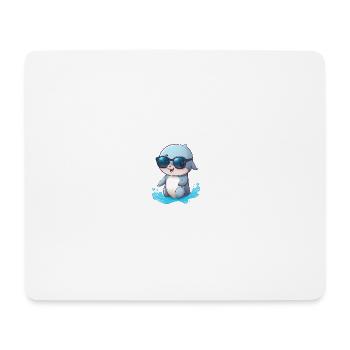 Little cute dolphin wearing sunglasses. - Mouse Pad (horizontal) - white - Front
