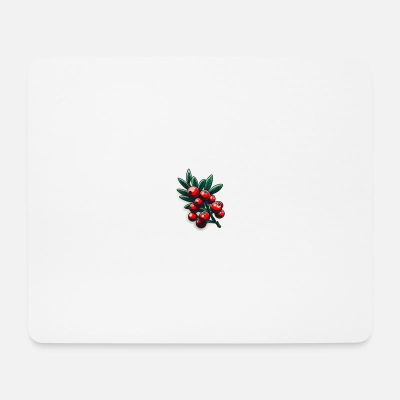 Red berry branch - Mousepad (Querformat) - Weiß