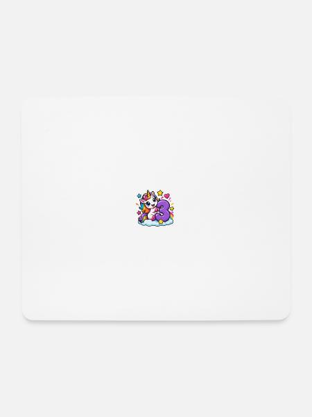 Einhorn auf Wolke Drei - Mousepad (Querformat) - Weiß