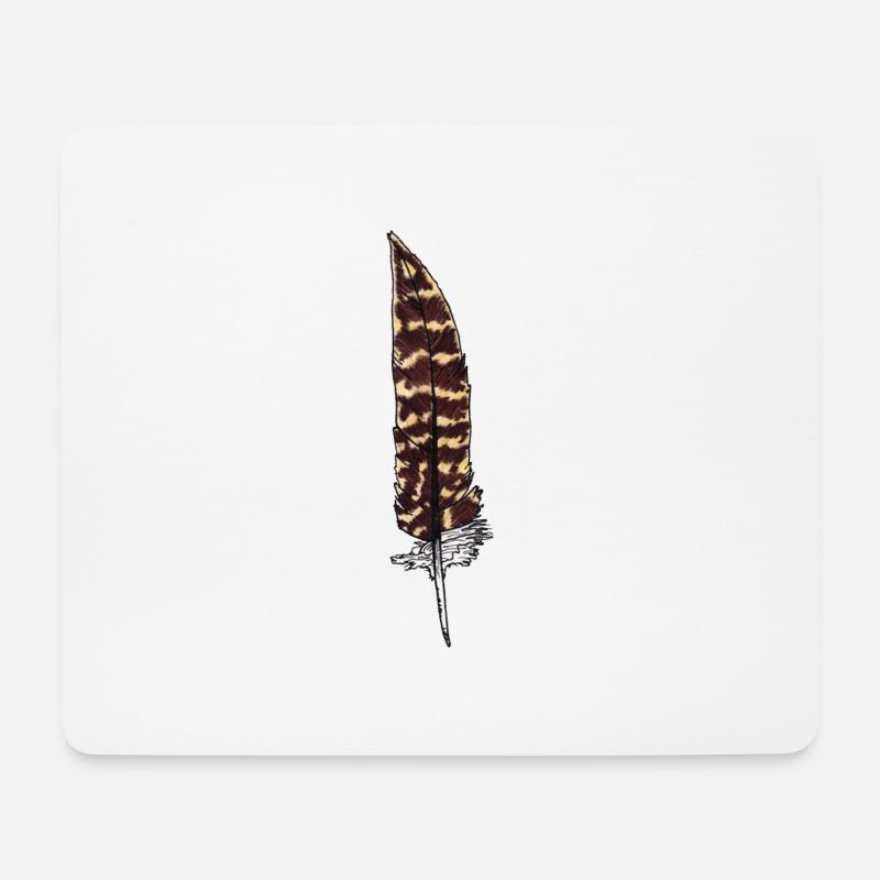 Feather brown spotted Hand drawn (pheasant) - Mouse Pad (horizontal) - white