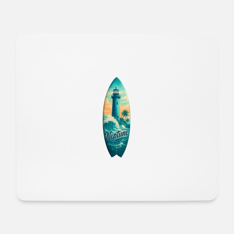 Neptune Lighthouse Surfbrett - Mousepad (Querformat) - Weiß