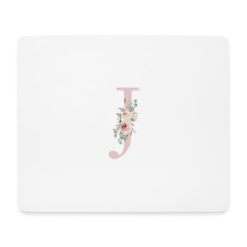 J| Monogram | Eucalyptus Pastel Flower Blue - Mouse Pad (horizontal) - white - Front