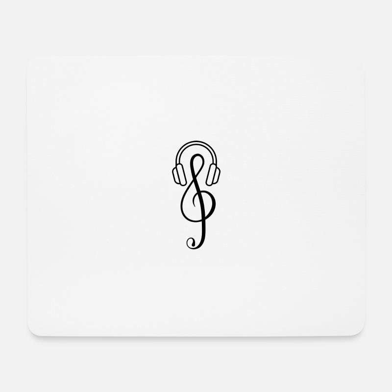 Ich liebe Musik - Notenschlüssel mit Kopfhörer - Mousepad (Querformat) - Weiß