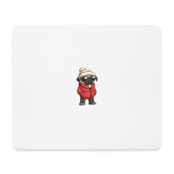 Mops Hund Winter - Mousepad (Querformat) - Weiß - Vorne