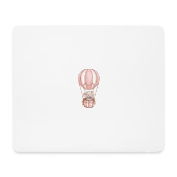 Bébé éléphant en montgolfière rose - Tapis de souris (format paysage) - blanc - Devant
