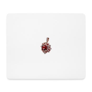 Red gemstone set in silver pendant - Mouse Pad (horizontal) - white - Front