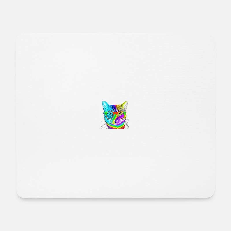 Katze bunt Brille Geschenkidee süß cool - Mousepad (Querformat) - Weiß