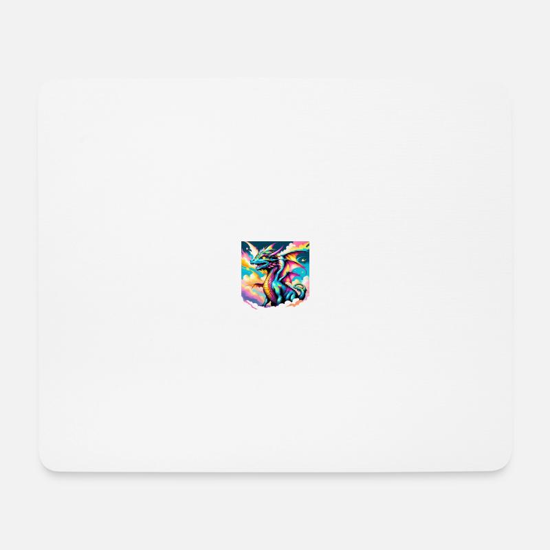 Drache mit Regenbogen - Mousepad (Querformat) - Weiß