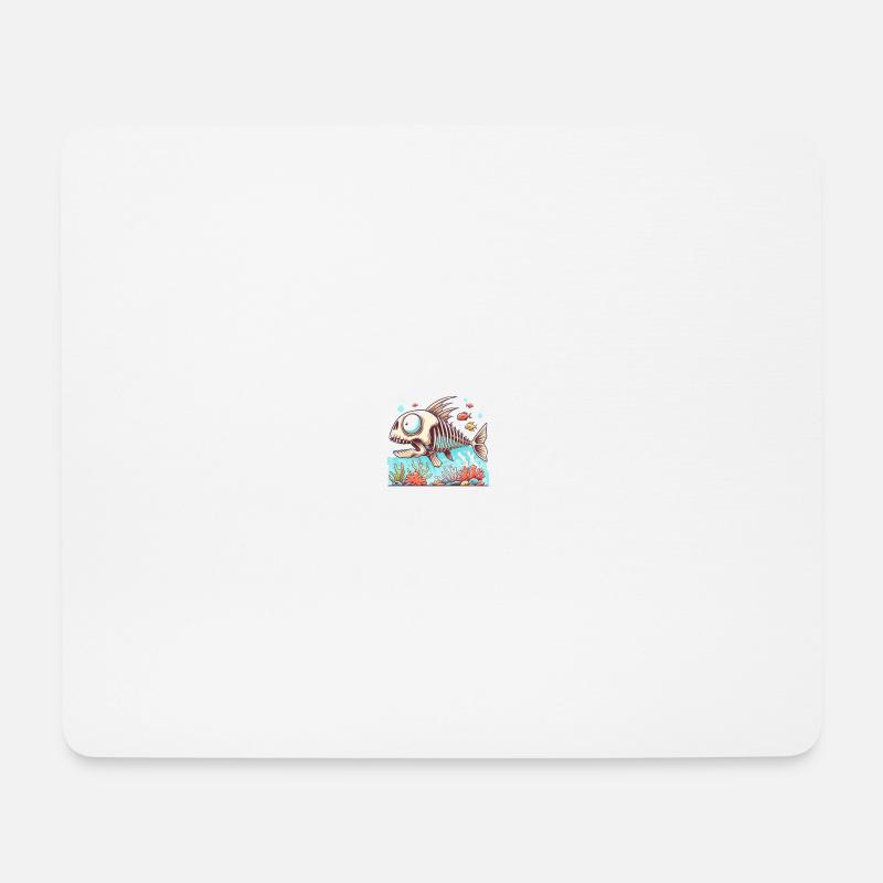 Skelett Fisch Karikatur 4 - Mousepad (Querformat) - Weiß