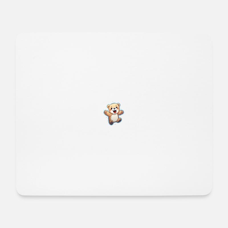 cute bear who jumps happily - Mousepad (Querformat) - Weiß