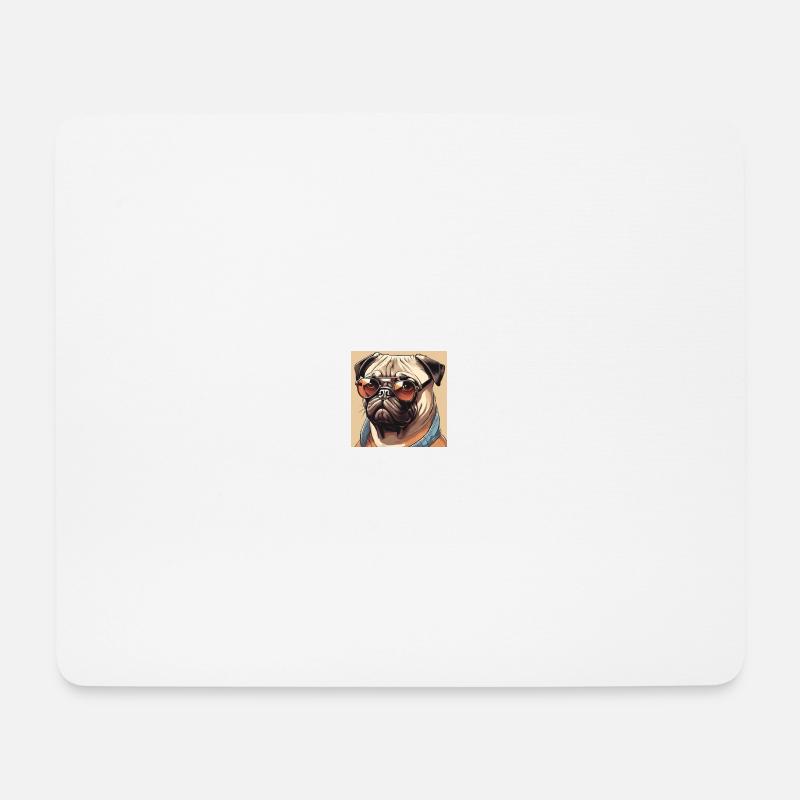 Cool Pug #2 - Mousepad (Querformat) - Weiß