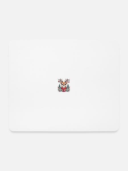Rentier mit Schal – Festliches Weihnachts-T-Shirt - Mousepad (Querformat) - Weiß